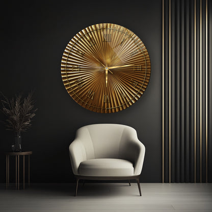 Metalik Soyut Gold Cam Saat