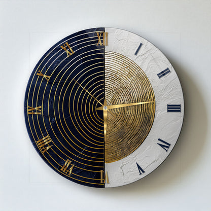 Siyah Beyaz Soyut Gold Cam Saat