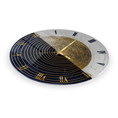 Siyah Beyaz Soyut Gold Cam Saat