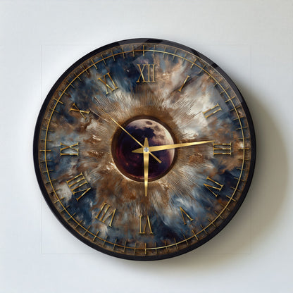 Eskitme Soyut Gold Cam Duvar Saati