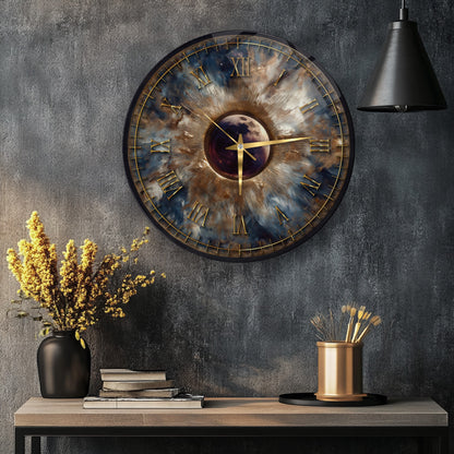 Eskitme Soyut Gold Cam Duvar Saati