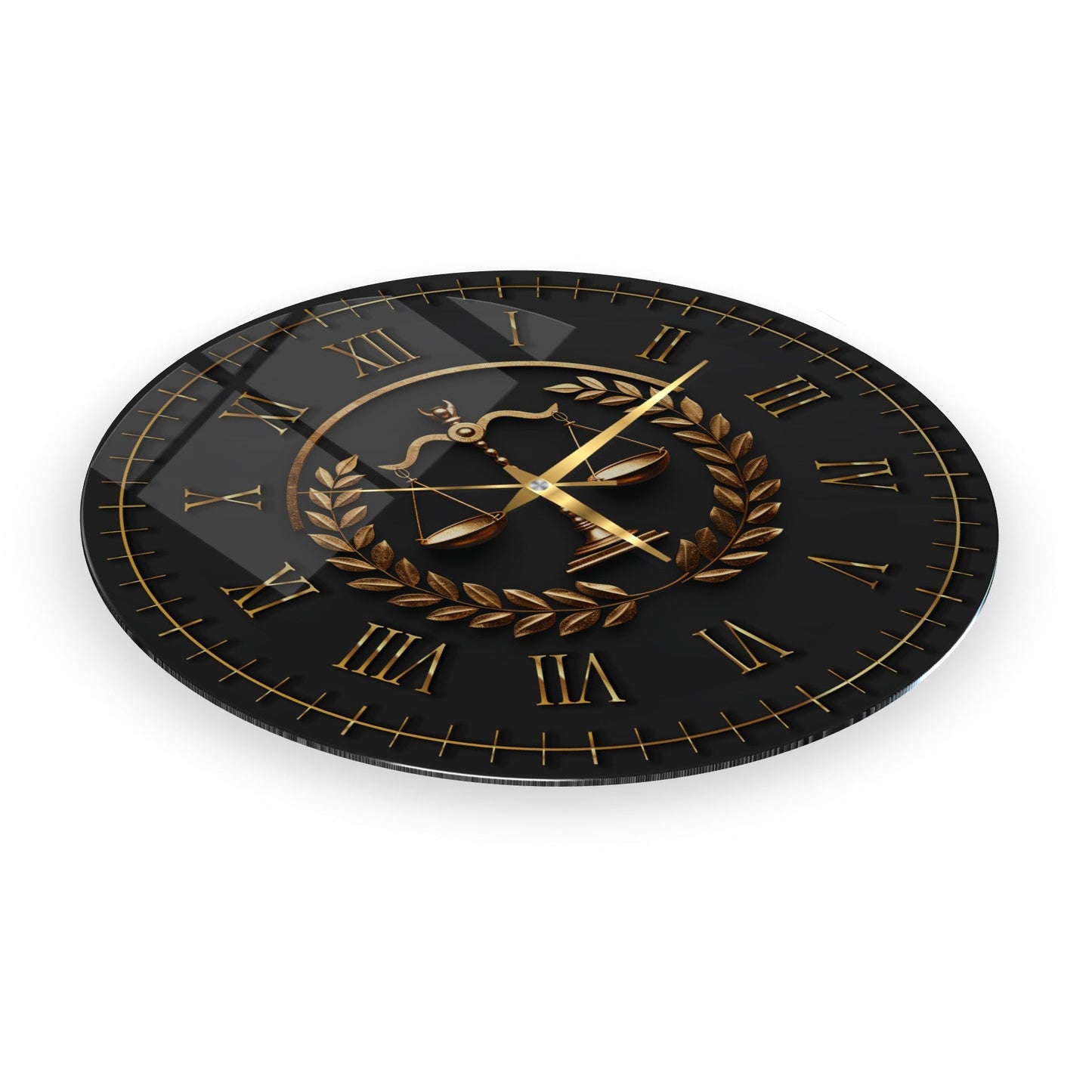 Gold Adalet Terazisi Cam Duvar Saati