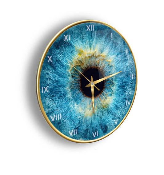 Mavi Göz Bebeği İris Cam Duvar Saati