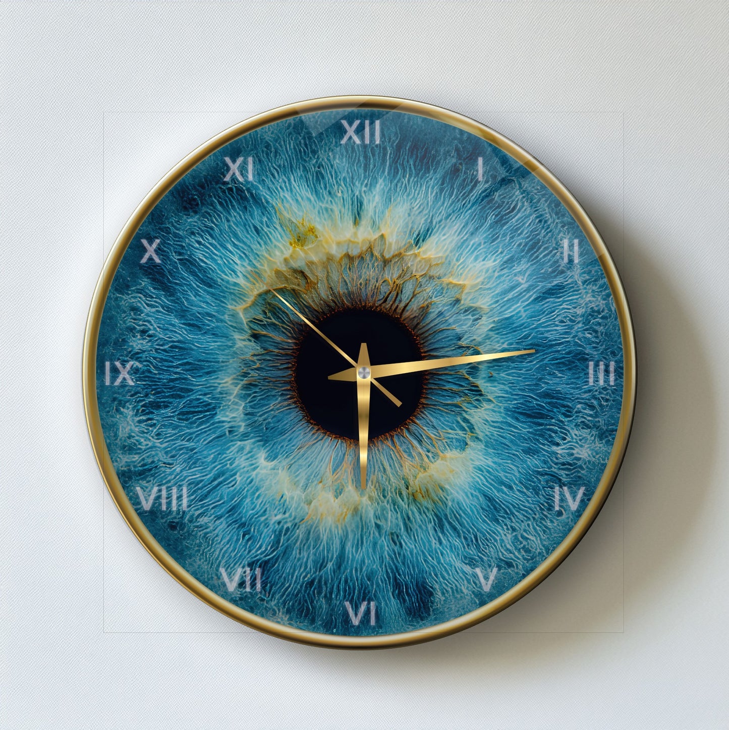 Mavi Göz Bebeği İris Cam Duvar Saati