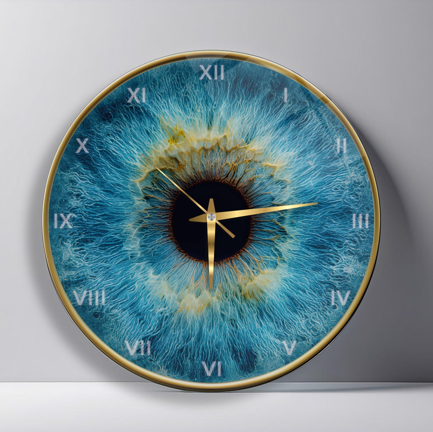 Mavi Göz Bebeği İris Cam Duvar Saati