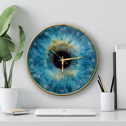 Mavi Göz Bebeği İris Cam Duvar Saati
