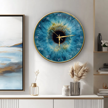 Mavi Göz Bebeği İris Cam Duvar Saati