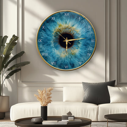 Mavi Göz Bebeği İris Cam Duvar Saati