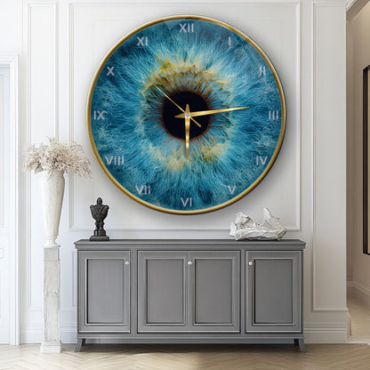 Mavi Göz Bebeği İris Cam Duvar Saati