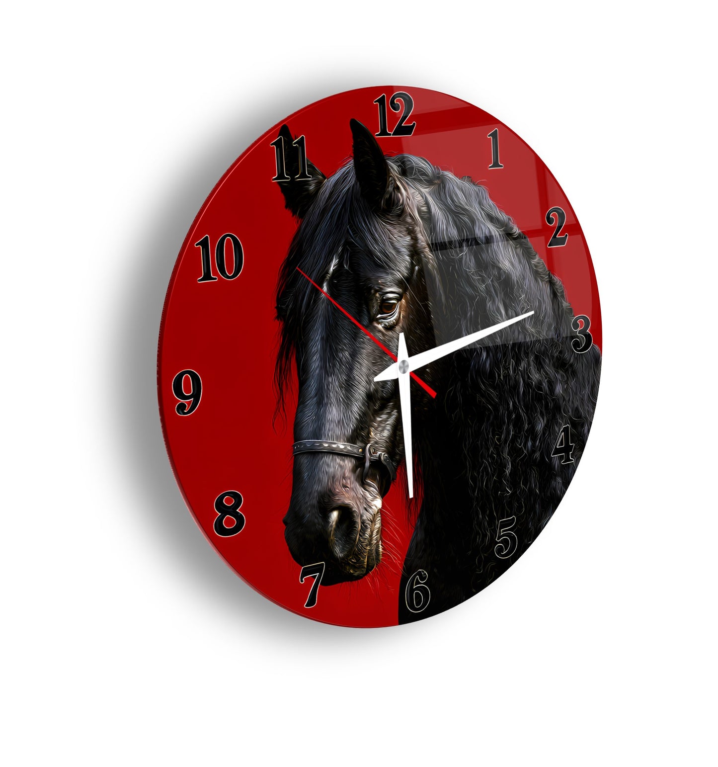 Siyah At Cam Duvar Saati