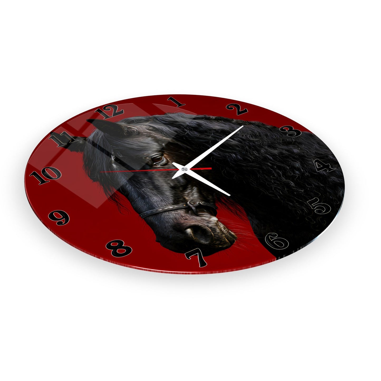 Siyah At Cam Duvar Saati