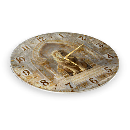 Gold Detay Aslan Cam Duvar Saati