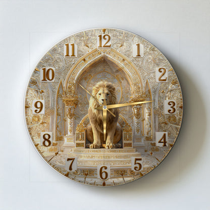 Gold Detay Aslan Cam Duvar Saati