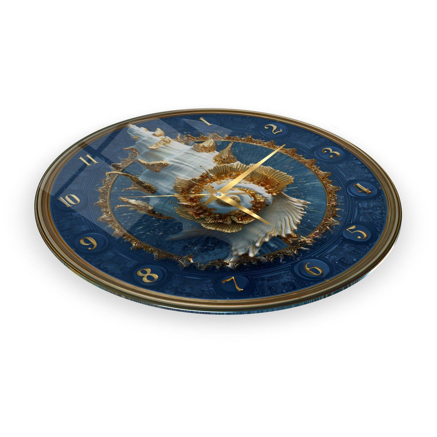 Gold Deniz Kabuğu Cam Duvar Saati