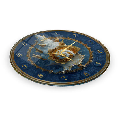 Gold Deniz Kabuğu Cam Duvar Saati