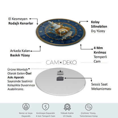 Gold Deniz Kabuğu Cam Duvar Saati