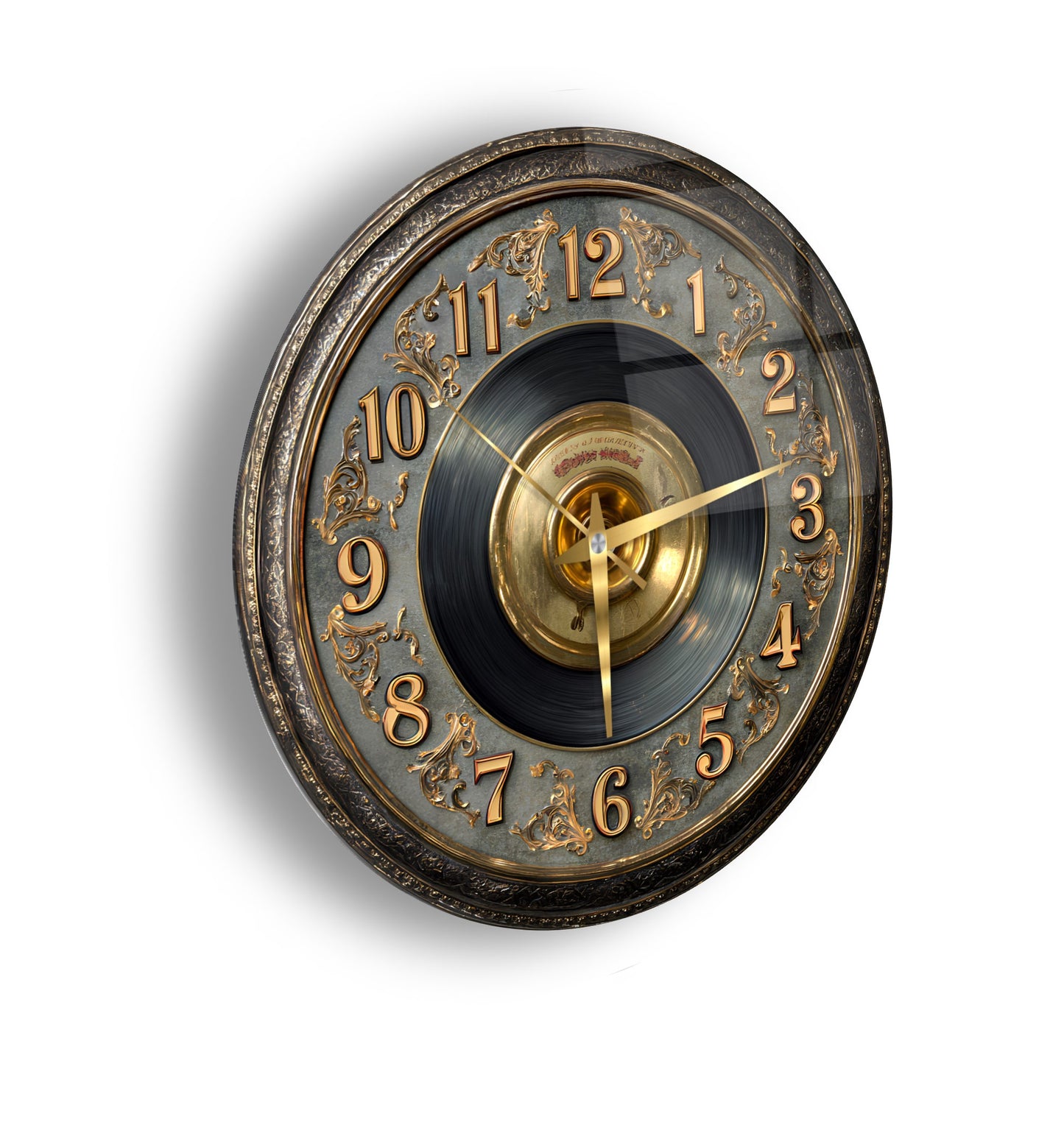 Gold Detay Taş Plak Cam Duvar Saati