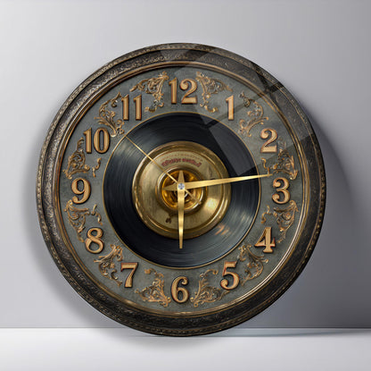 Gold Detay Taş Plak Cam Duvar Saati