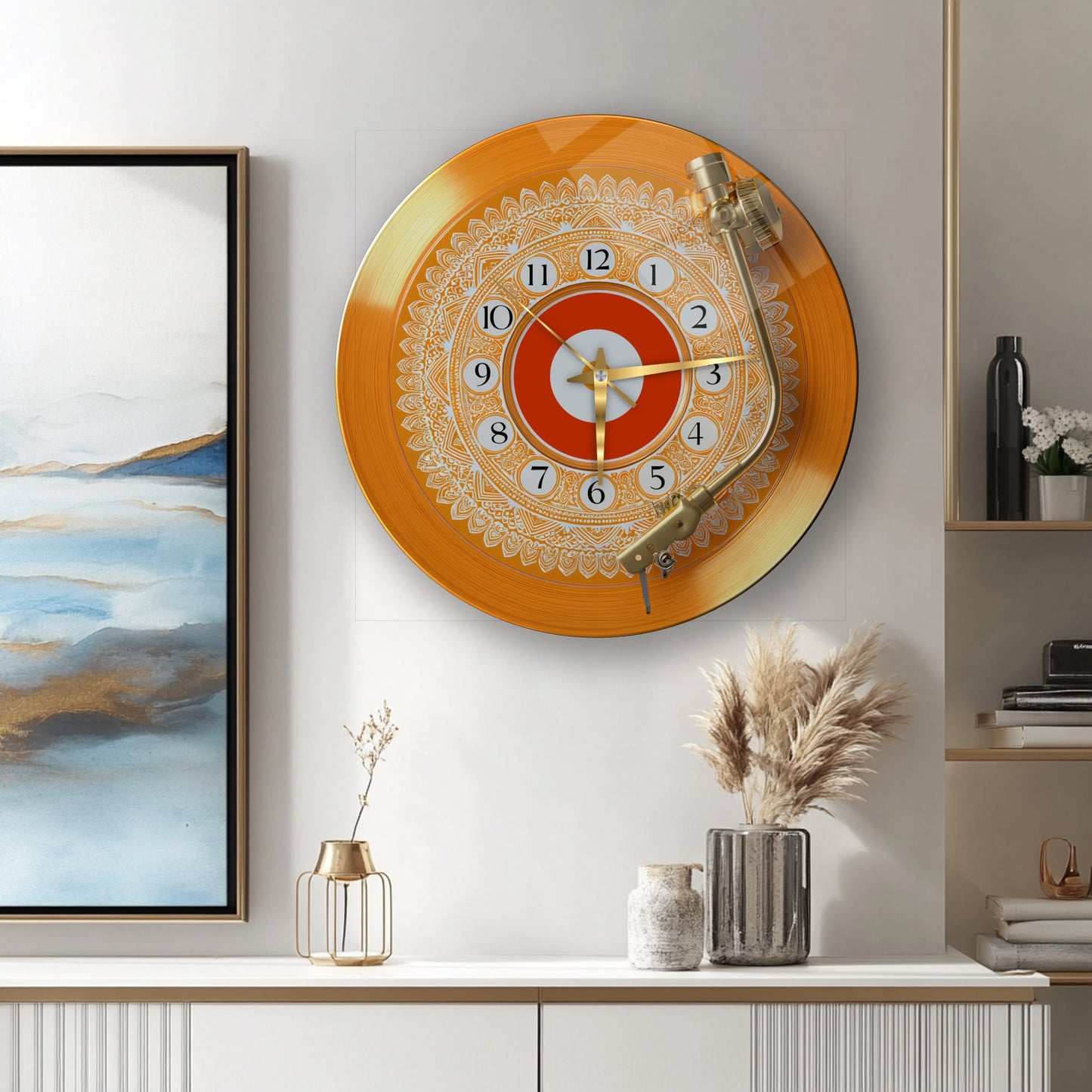 Nostaljik Plak Cam Duvar Saati