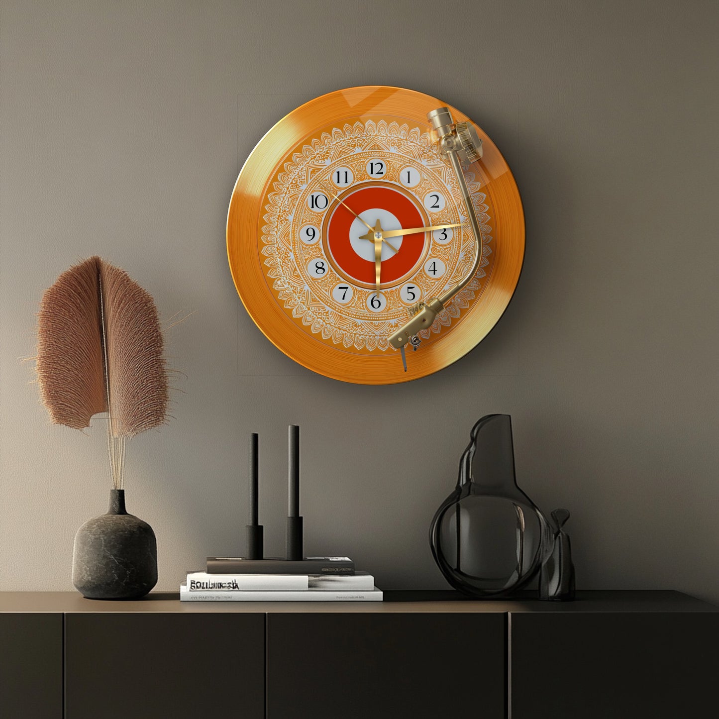 Nostaljik Plak Cam Duvar Saati