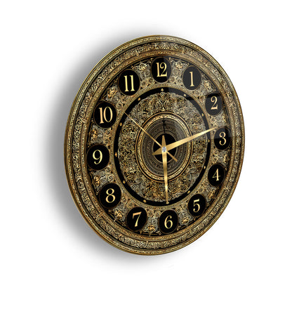 Gold Detay Cam Duvar Saati