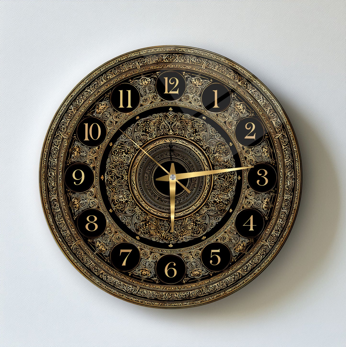 Gold Detay Cam Duvar Saati