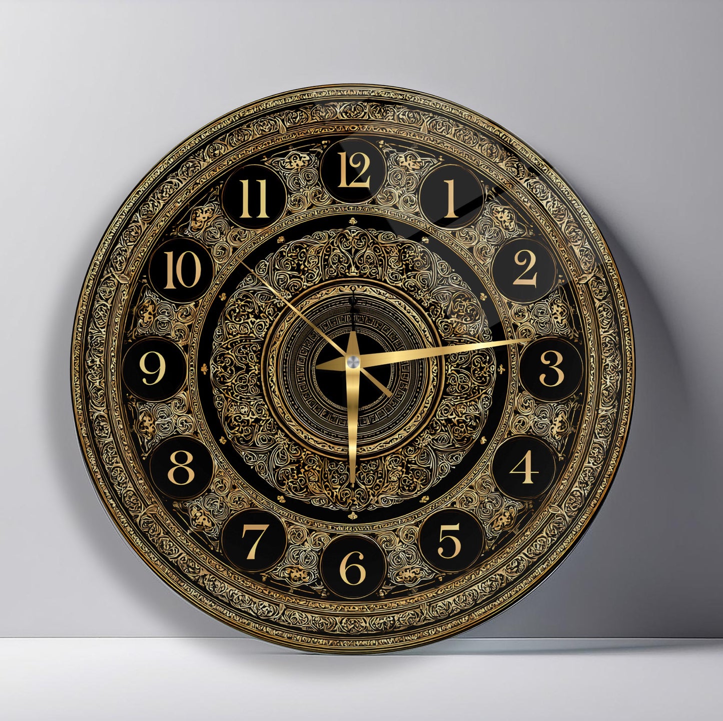 Gold Detay Cam Duvar Saati