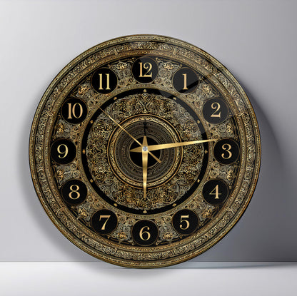 Gold Detay Cam Duvar Saati