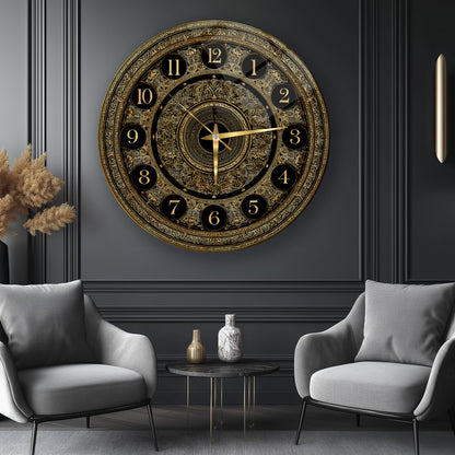 Gold Detay Cam Duvar Saati