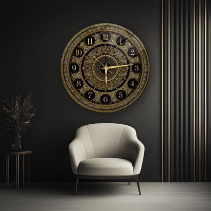 Gold Detay Cam Duvar Saati