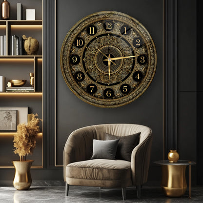 Gold Detay Cam Duvar Saati