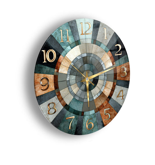 Retro Renkli Cam Duvar Saati