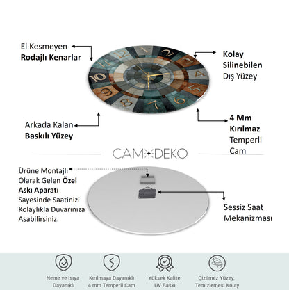 Retro Renkli Cam Duvar Saati