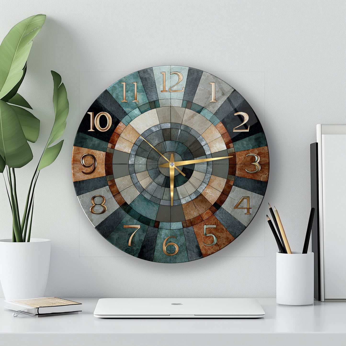 Retro Renkli Cam Duvar Saati