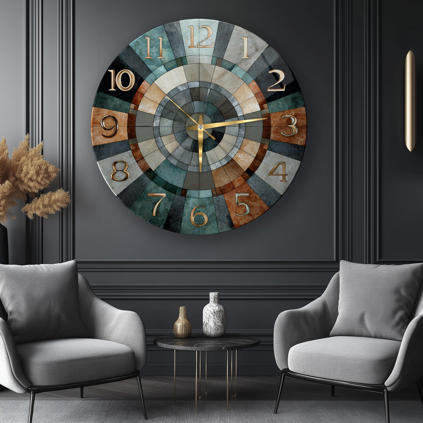 Retro Renkli Cam Duvar Saati