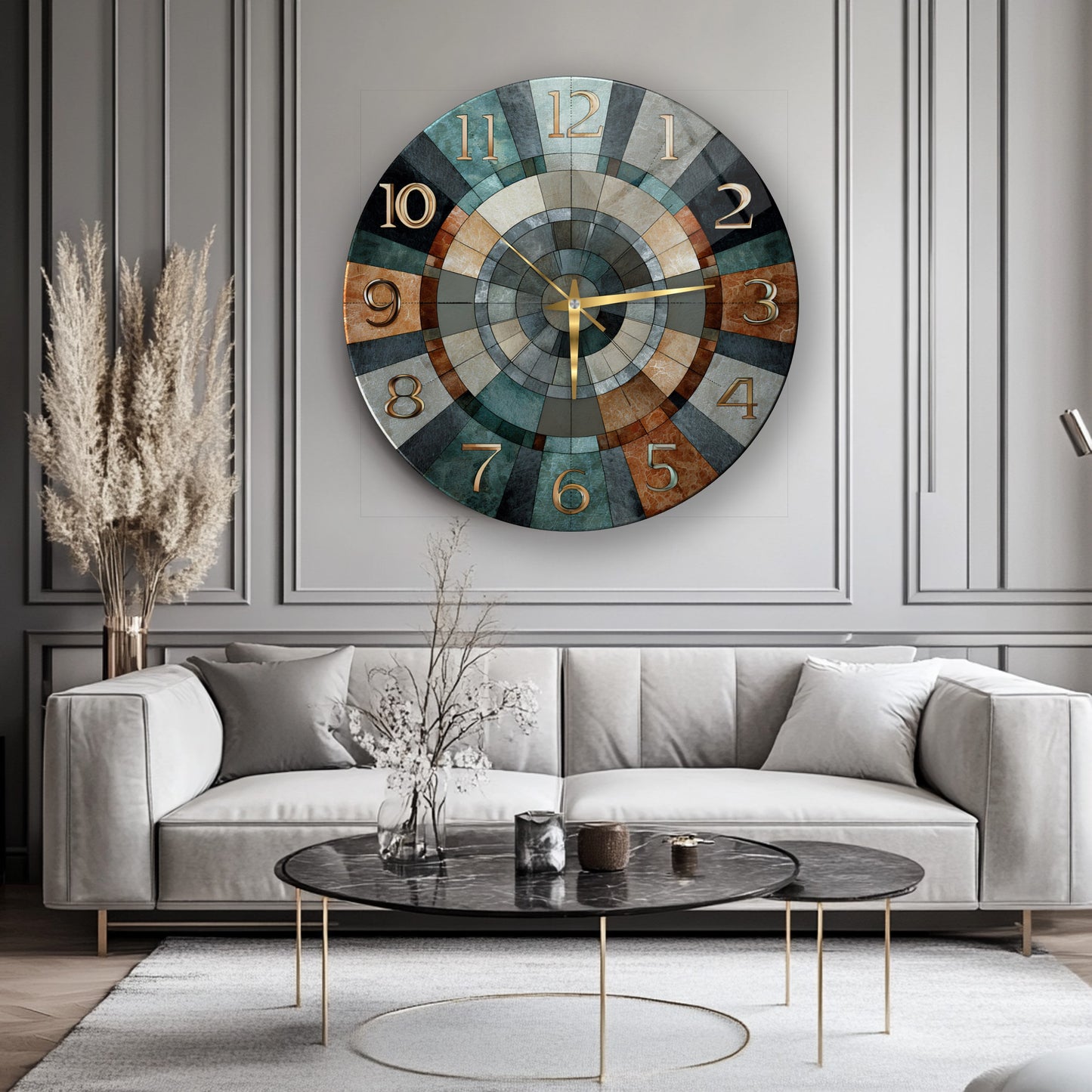 Retro Renkli Cam Duvar Saati