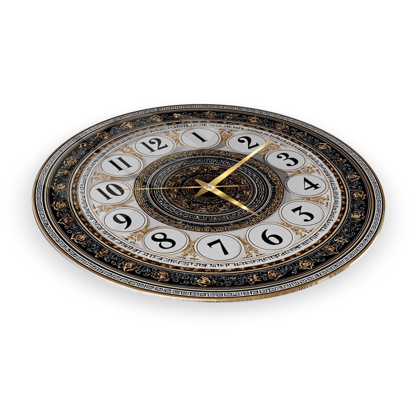 Klasik Gold Detaylı Cam Duvar Saati