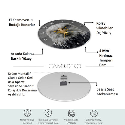 Kartal Cam Duvar Saati