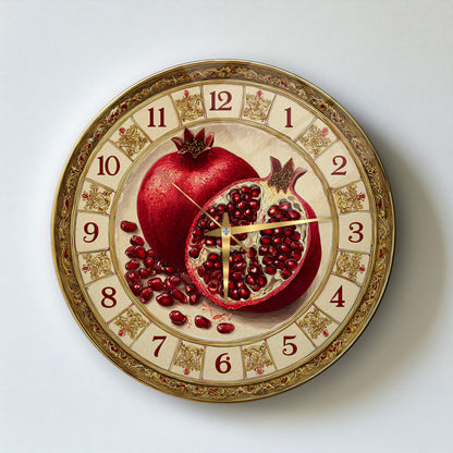 Nar Taneleri Cam Duvar Saati