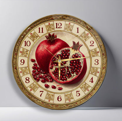 Nar Taneleri Cam Duvar Saati