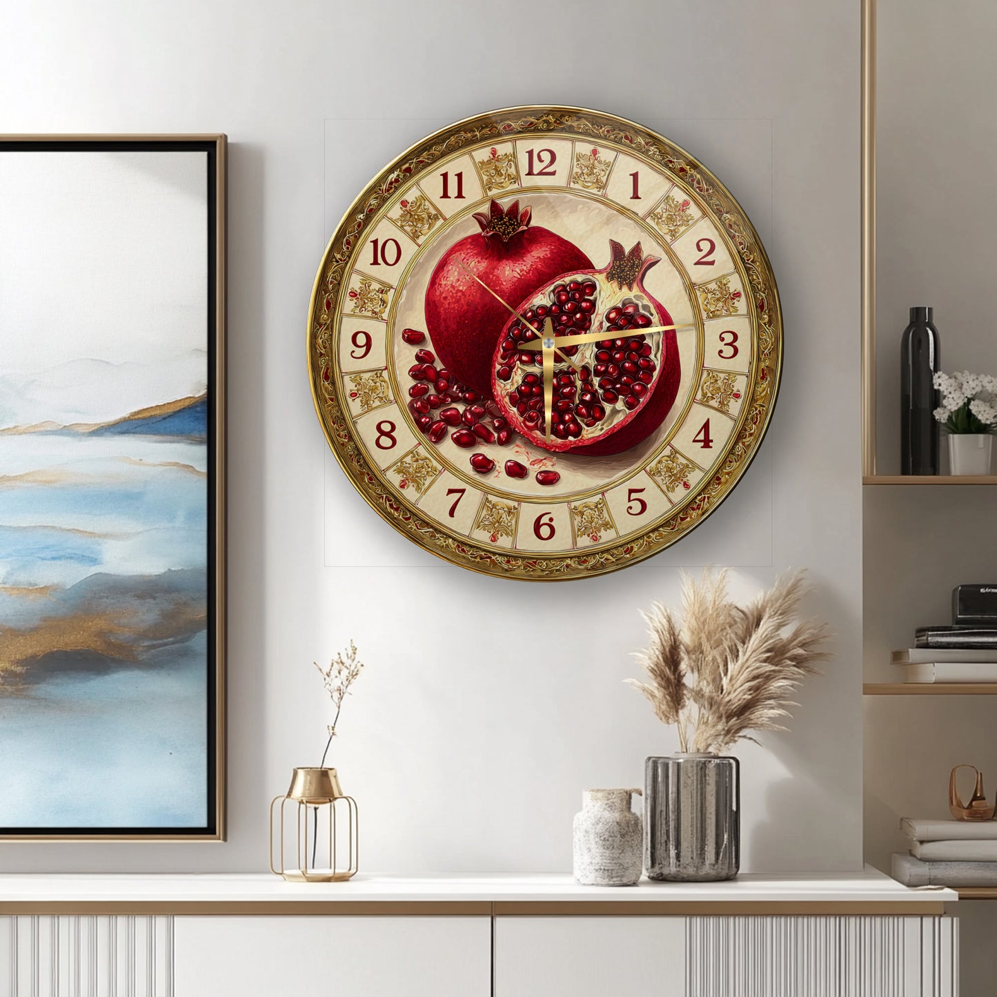 Nar Taneleri Cam Duvar Saati