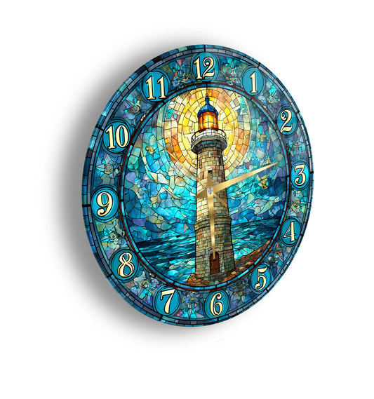 Deniz Feneri Cam Duvar Saati