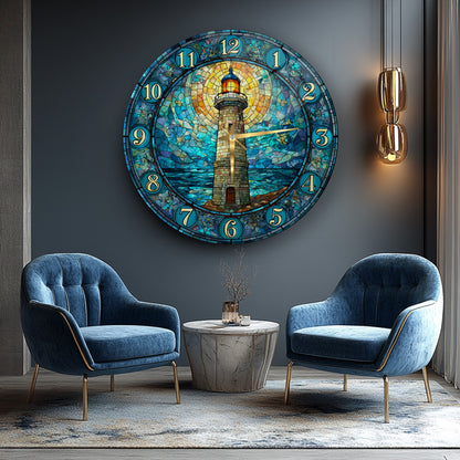 Deniz Feneri Cam Duvar Saati