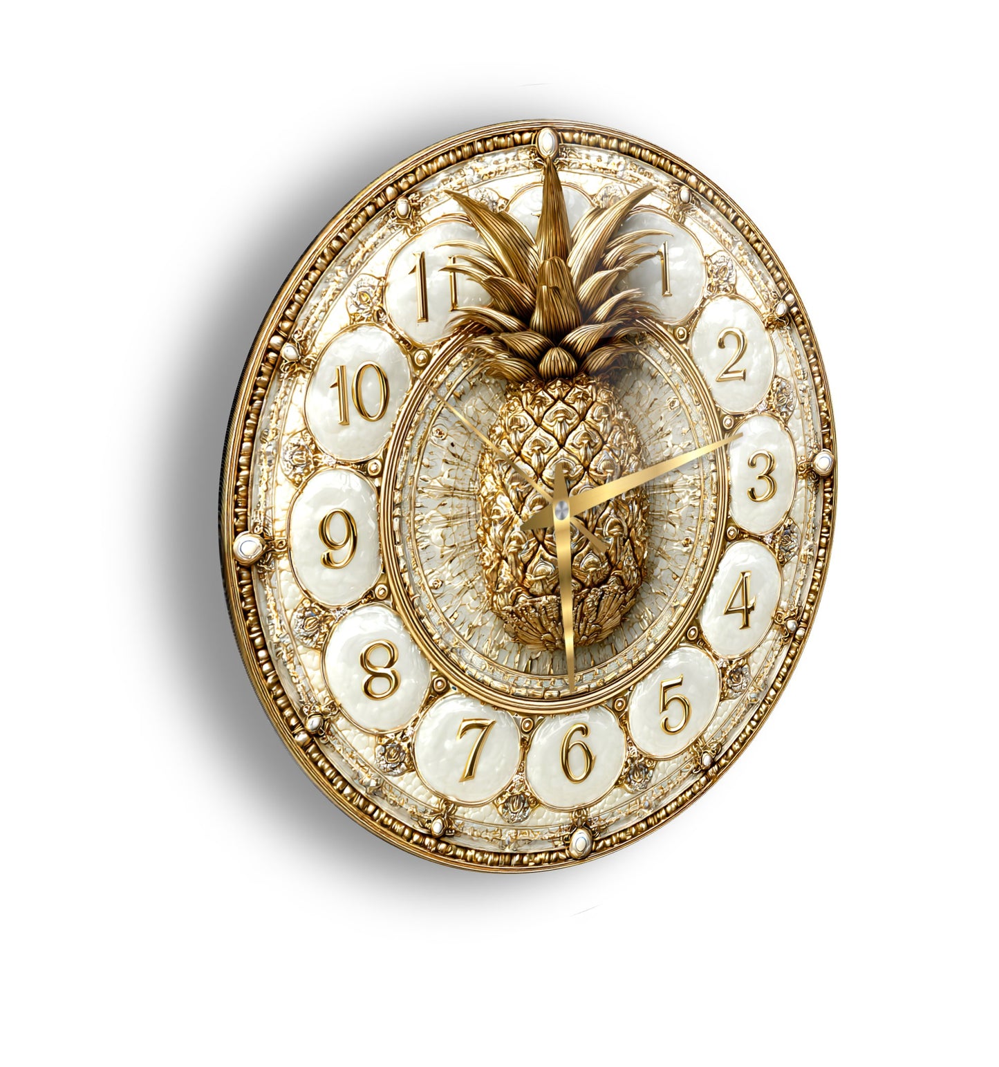 Gold Ananas Cam Duvar Saati