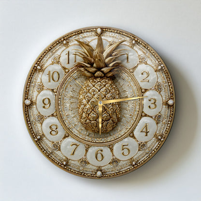 Gold Ananas Cam Duvar Saati