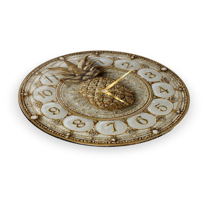 Gold Ananas Cam Duvar Saati