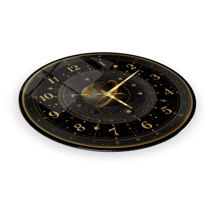 Siyah Gold Gezegen Cam Duvar Saati