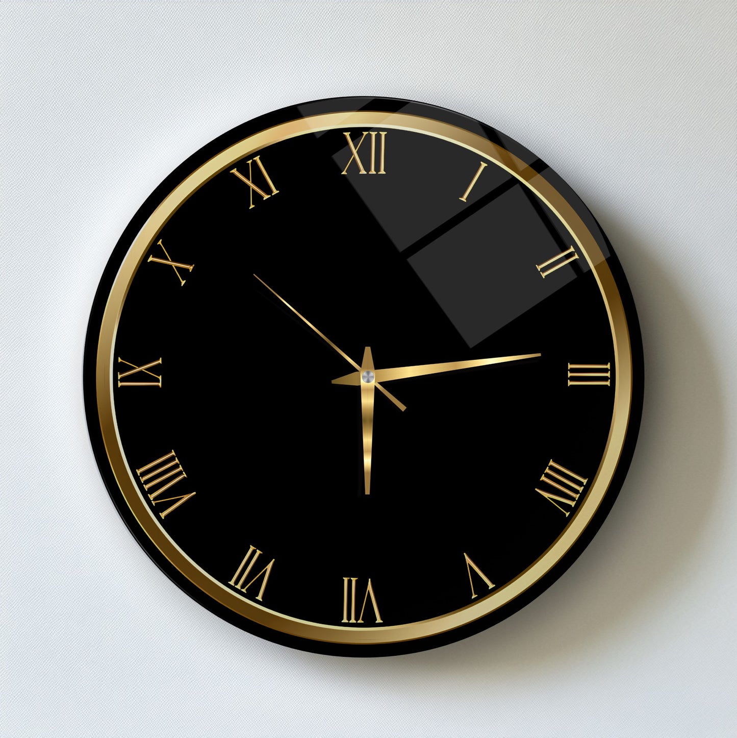 Gold Siyah Cam Duvar Saati