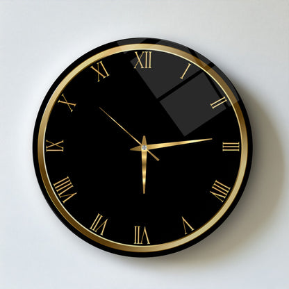 Gold Siyah Cam Duvar Saati