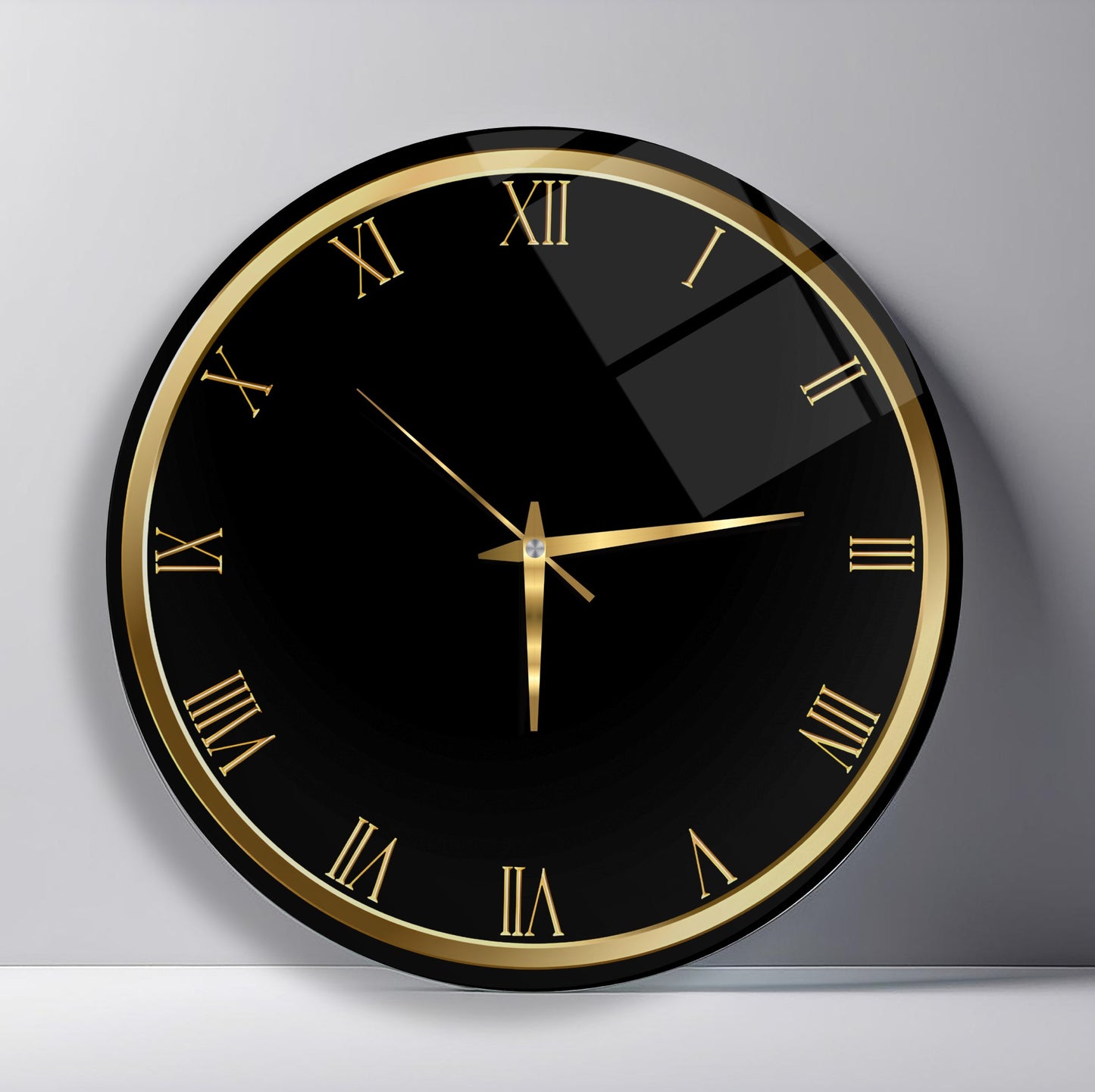 Gold Siyah Cam Duvar Saati